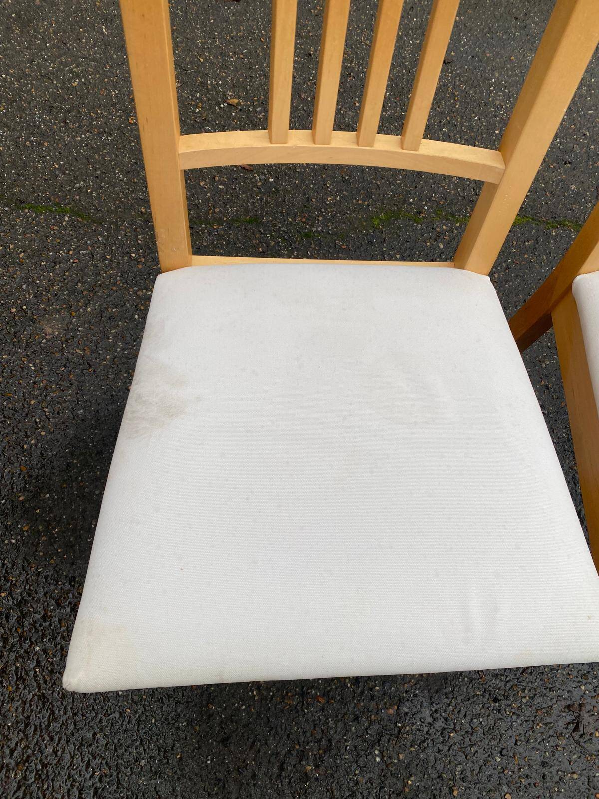 2 Scandinavian dining chairs made of solid light birch wood, IKEA Borje.