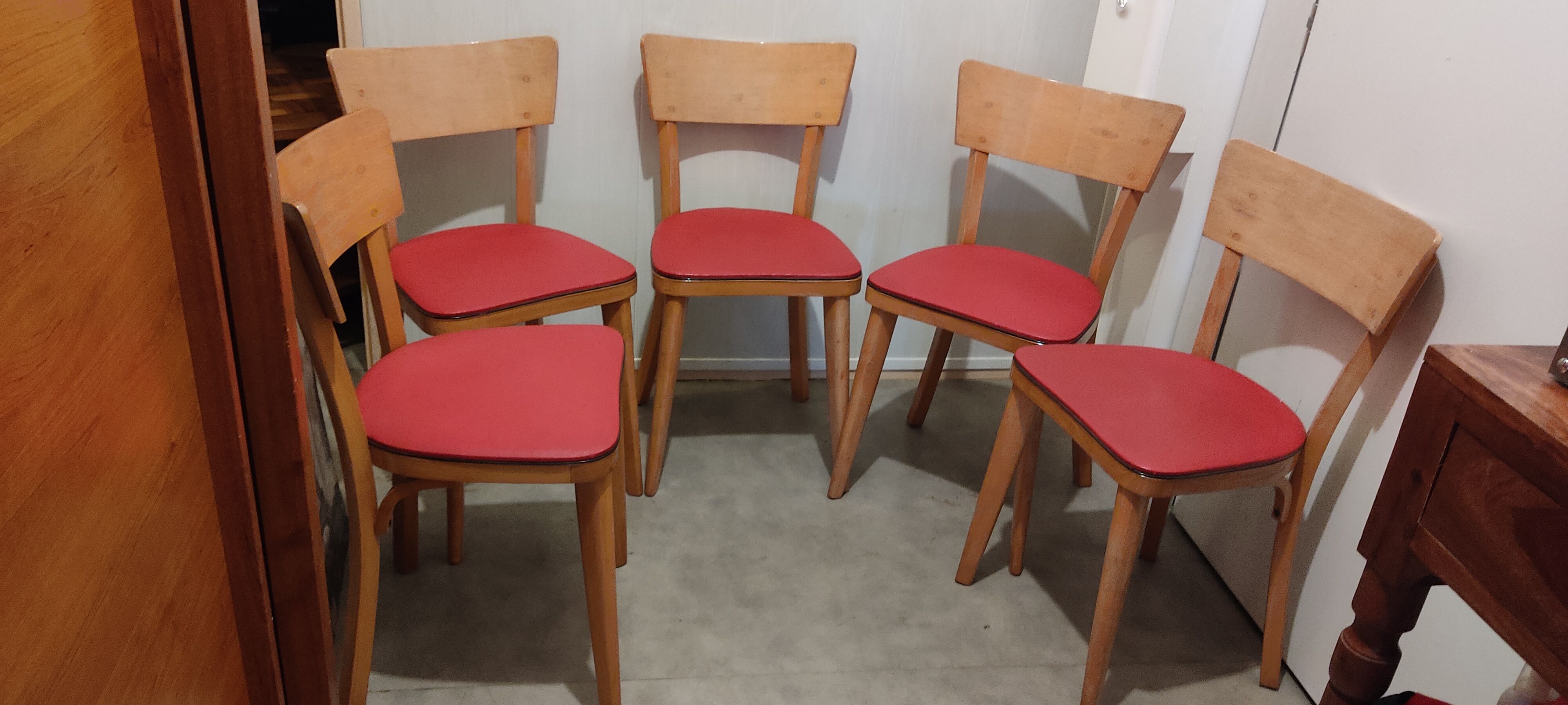 5 vintage bistro chairs