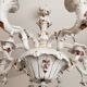 Large hand-painted gilded chandelier mangani ceramiche porcelain