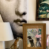 Painting jungle leopard acrylic old frame