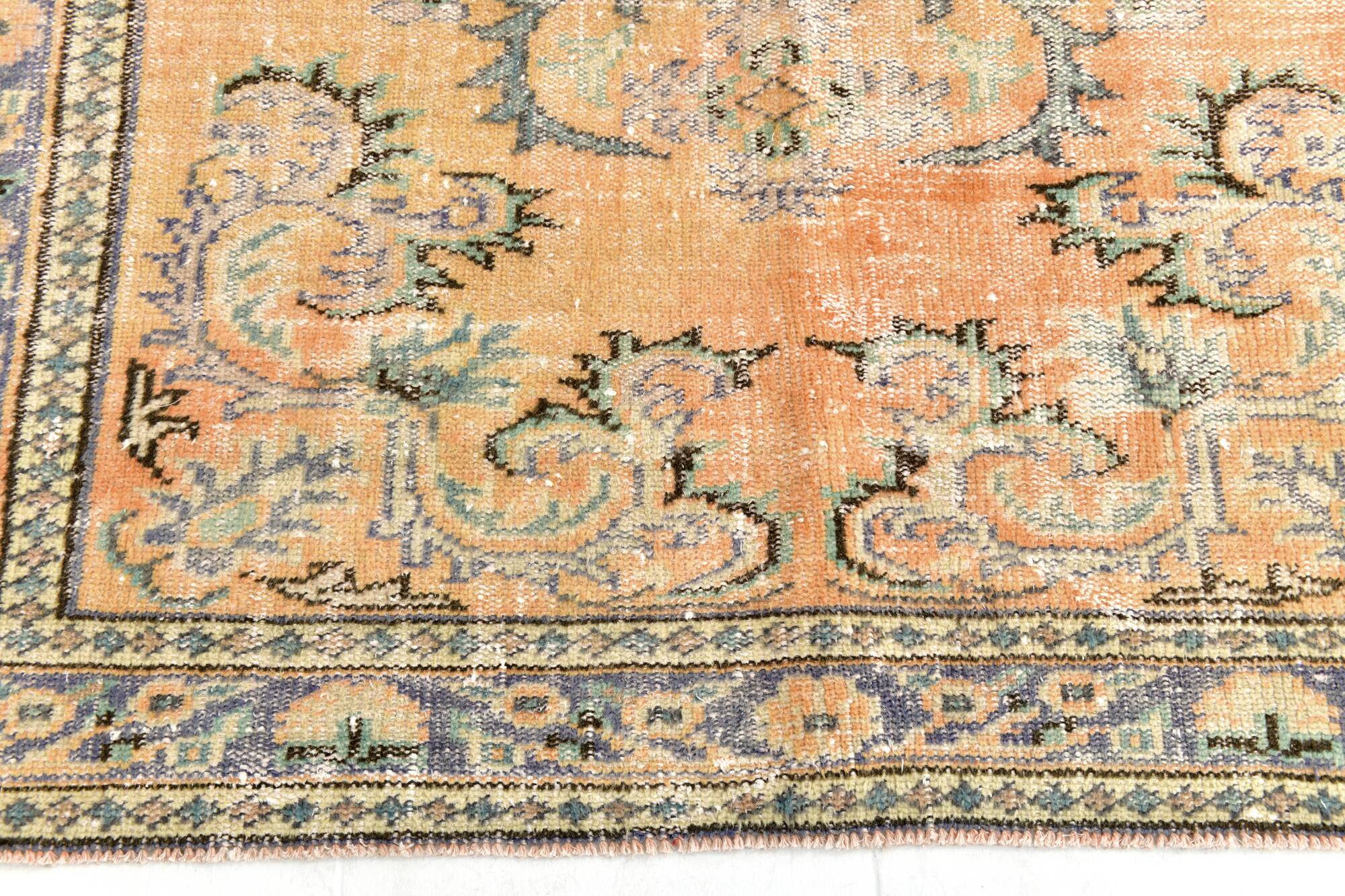 5x8 Mustard & Yellow Bordered Vintage Rug, 160x255Cm