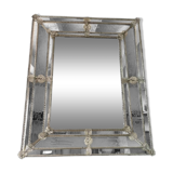 Venetian Rectangular Floreal Hand-Carving Wall Mirror in Murano Glass Style