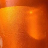 Vintage iridescent orange glass vase, 70s design