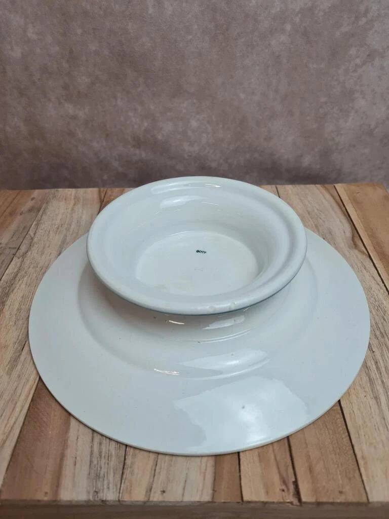 Antique Saint-Amand pedestal compote model 4500 – delicate green decoration