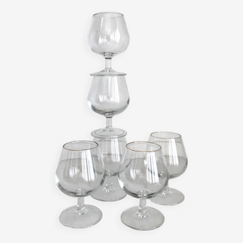 Set de 6 petits verres à armagnac liseré doré