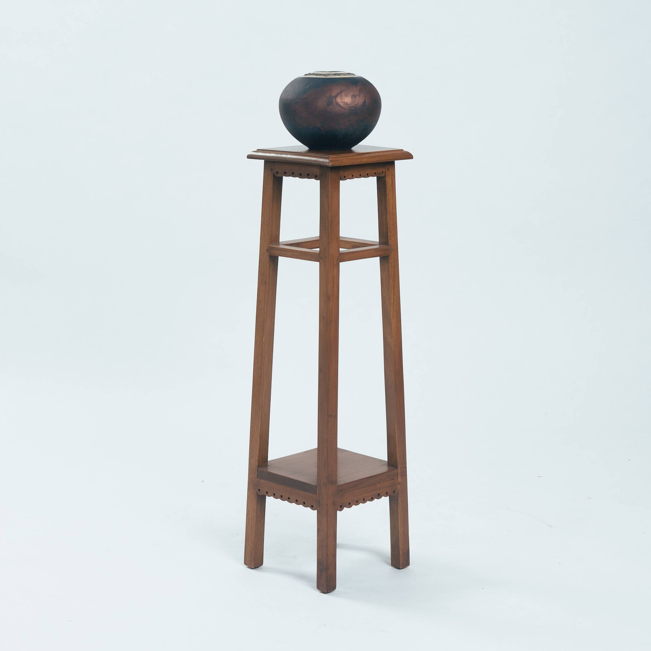 Art Deco Planter, Wooden Pedestal, Netherlands, 1920s