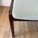 Pair of wooden armchairs and green and ecru fabrics 70s