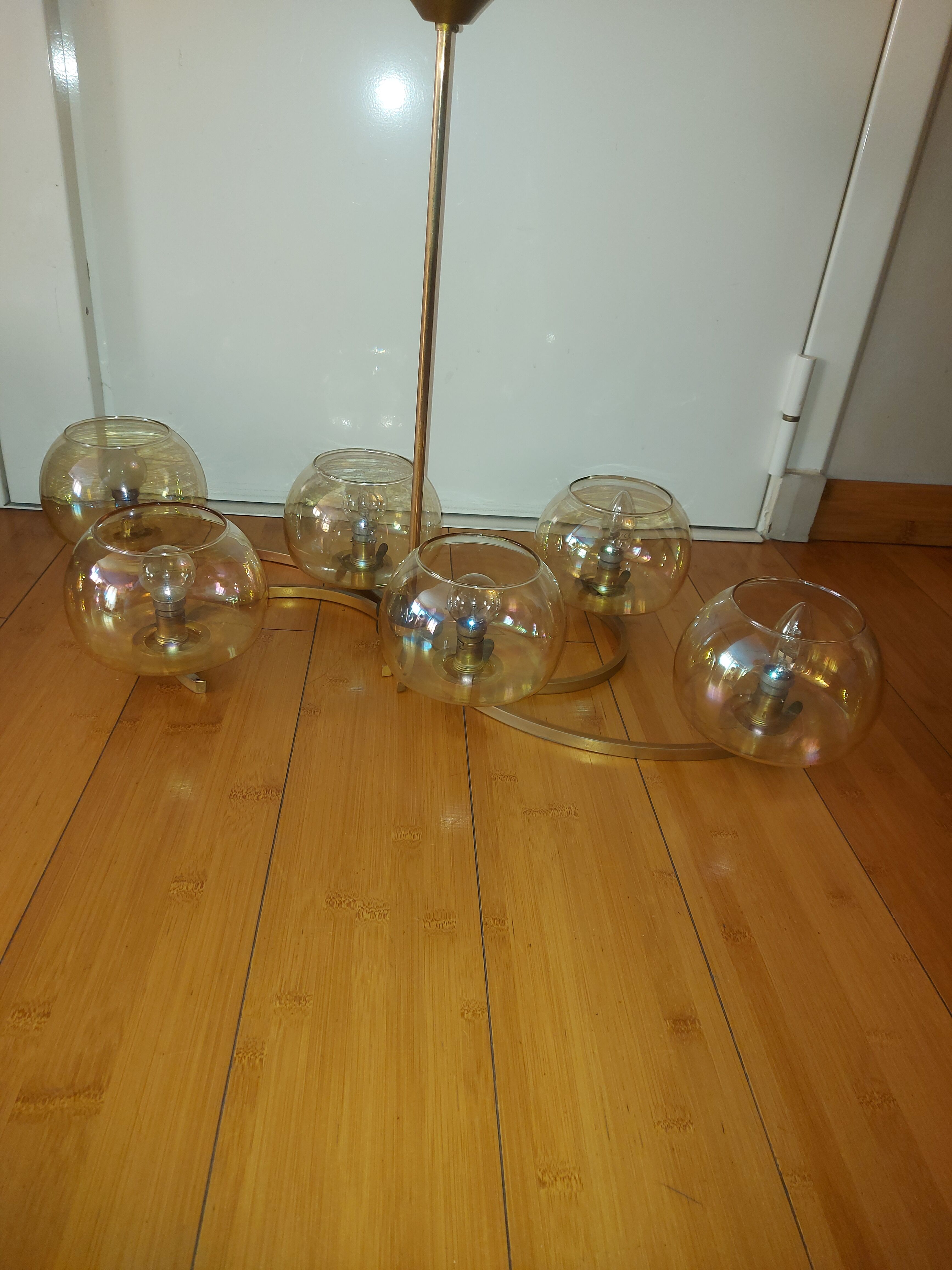 Lustre en laiton doré années 50'S
