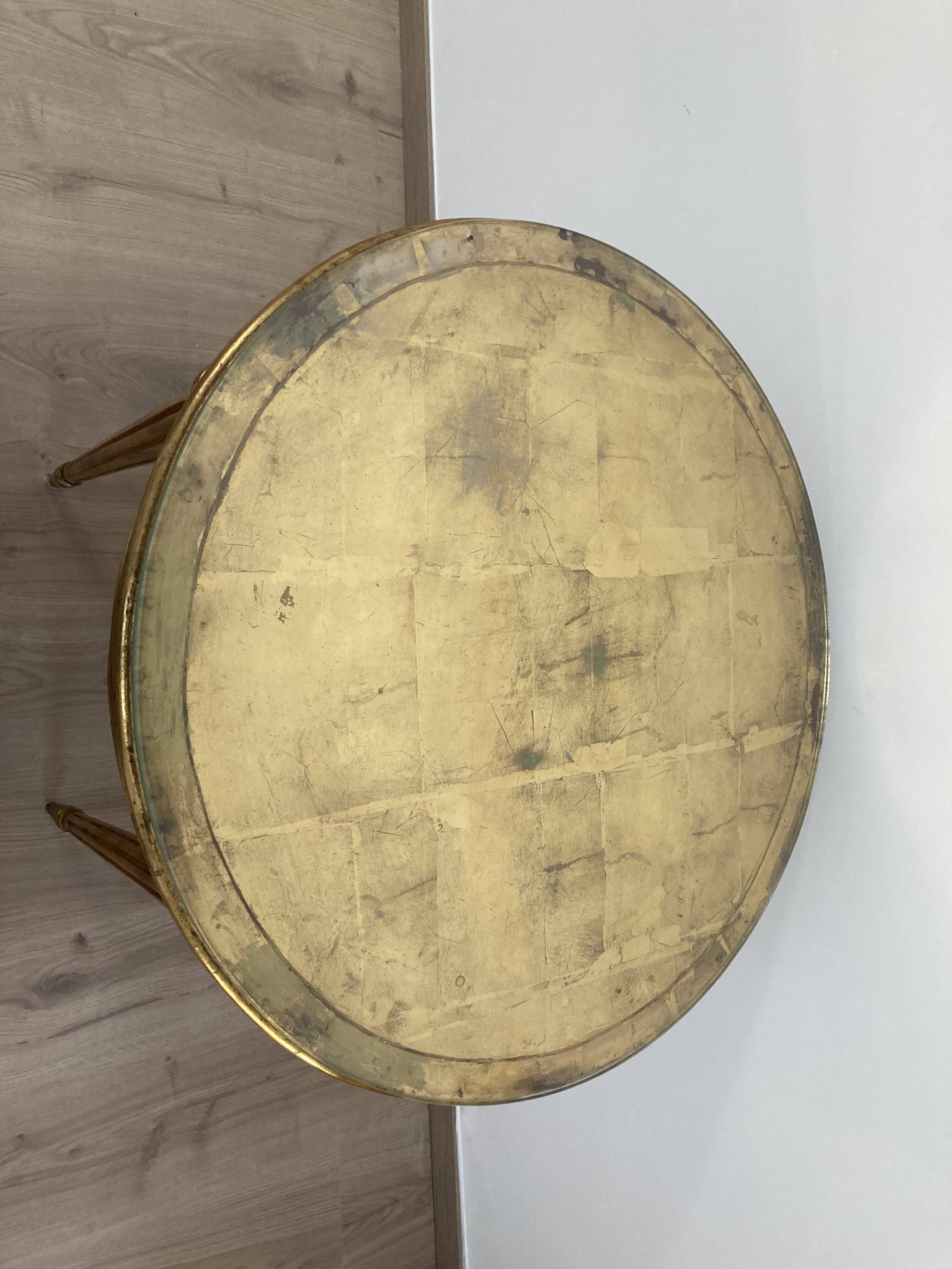 Round table gilded wood louis xvi style under glass