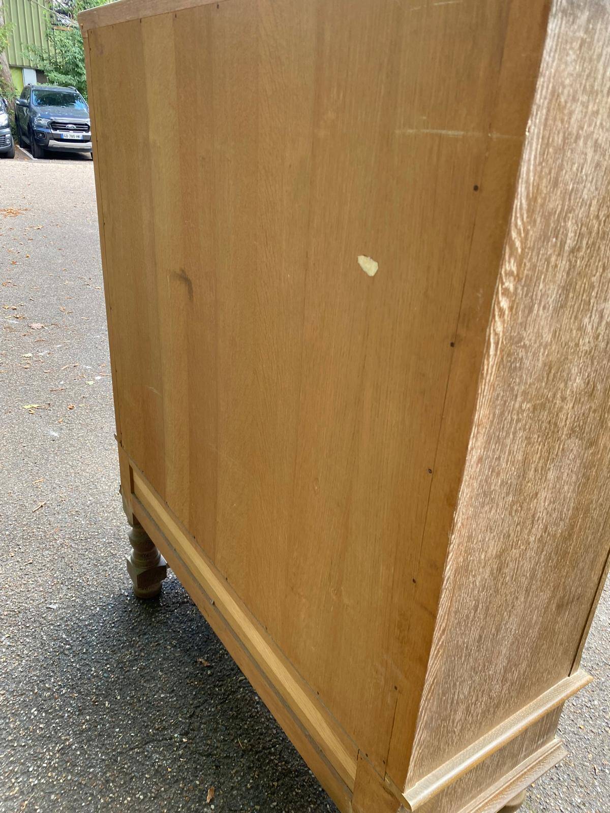 Spanish Renaissance display case in patinated solid wood