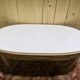 Table basse ovale pieds biches et marbre style Empire