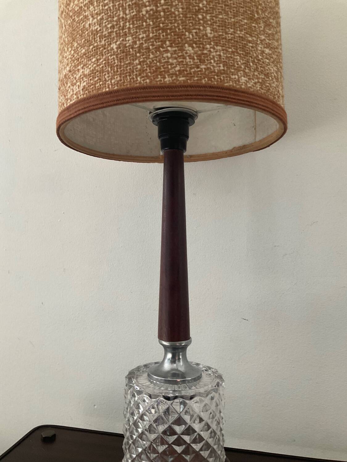 Scandinavian teak and glass lamp from the 60s