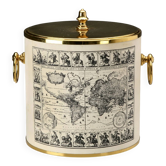 Vintage brass and fabric ice bucket, Italy, 1970s.