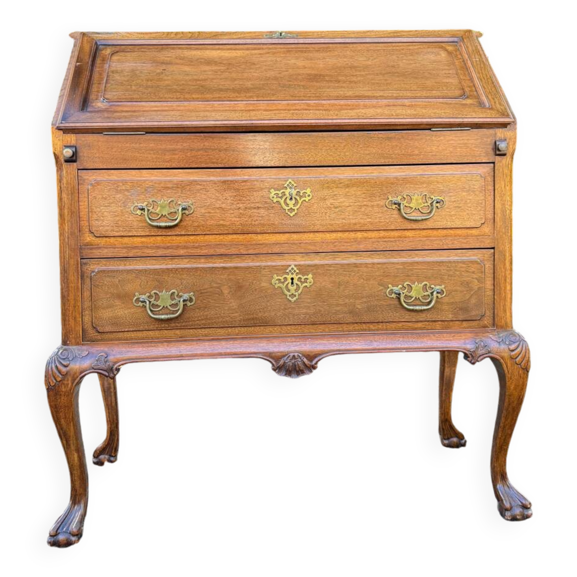 Chippendale Style Mahogany Slant-Leaf Desk/Secretary