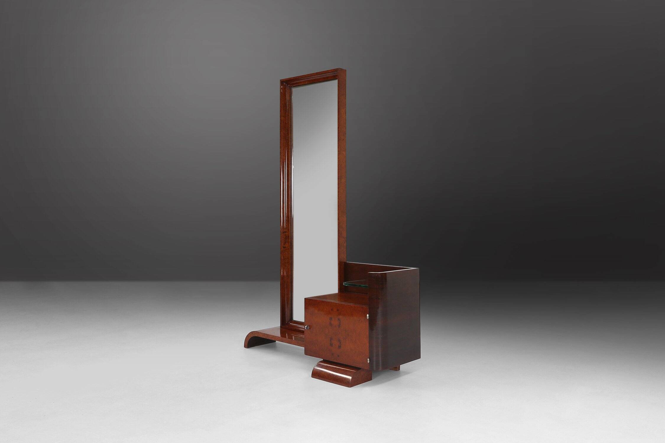 Art Deco Dressing Mirror by De Coene in Walnut Veneer, Belgium 1930s