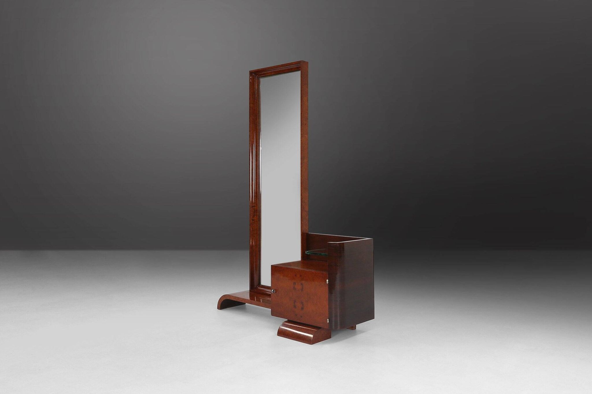 Art Deco Dressing Mirror by De Coene in Walnut Veneer, Belgium 1930s