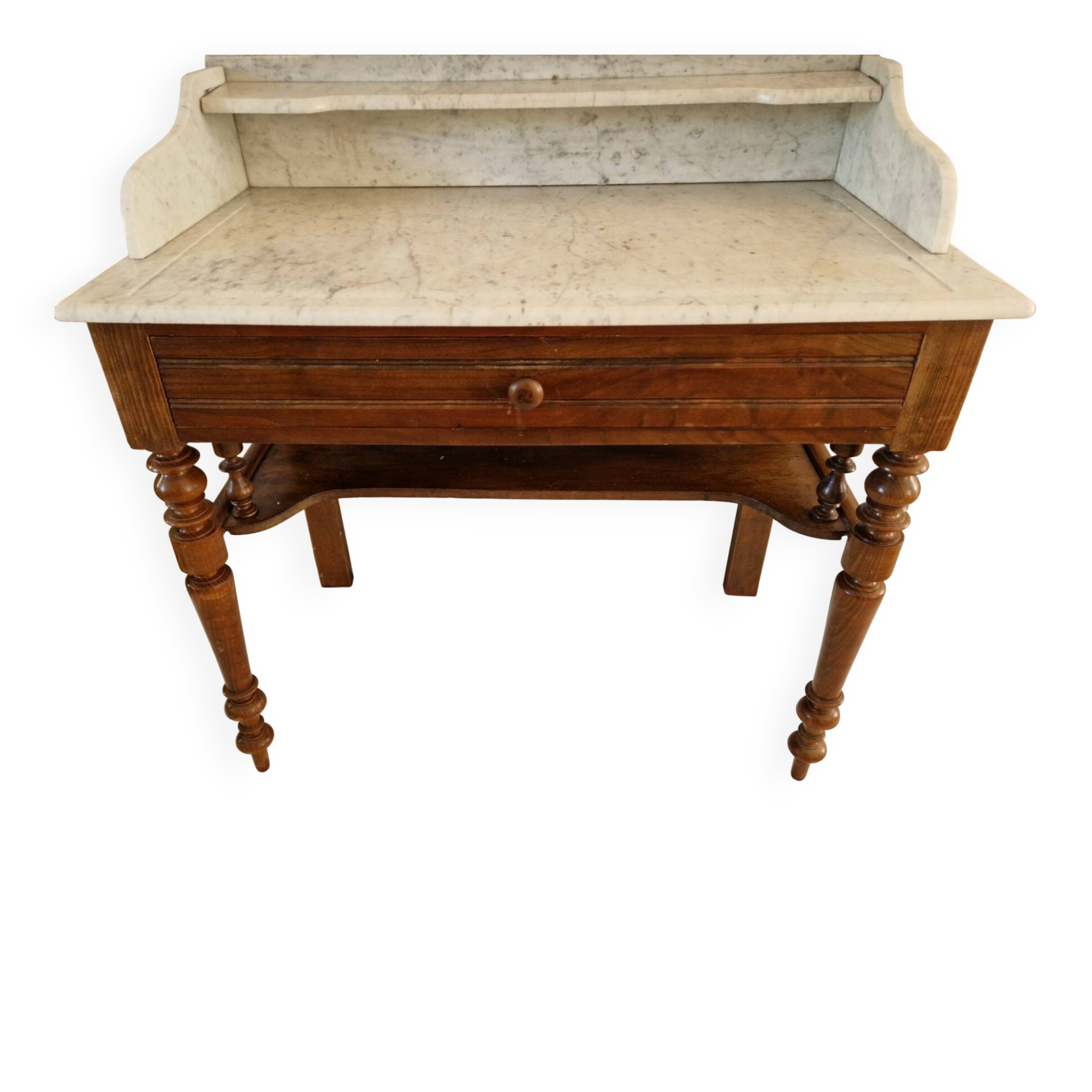 Napoleon III washstand in walnut and Carrara marble – circa 1885