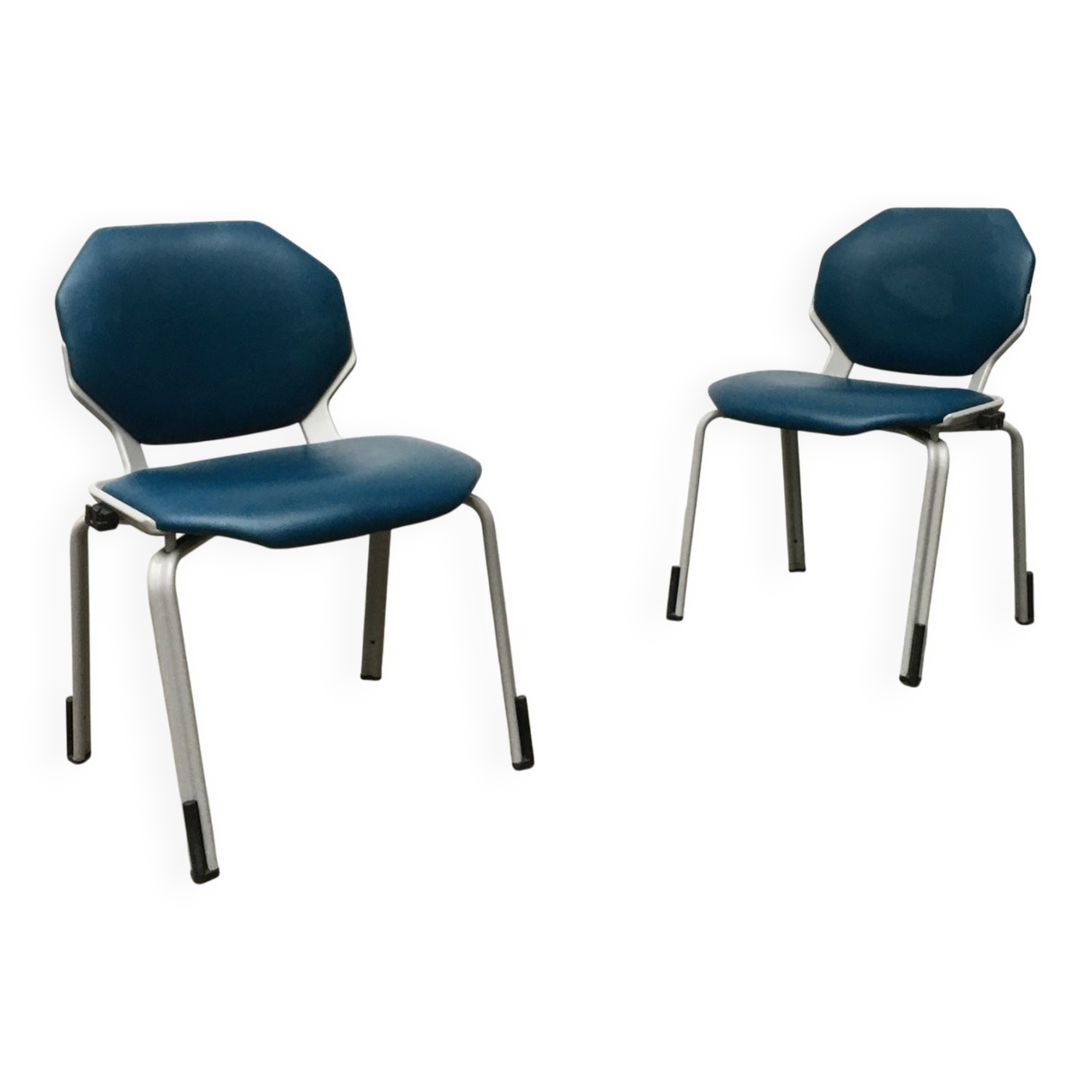 Stackable vintage leather dining chairs from the German space age by Fröscher, 1970s, set of 2.
