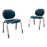 Stackable vintage leather dining chairs from the German space age by Fröscher, 1970s, set of 2.