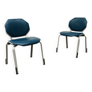 Stackable vintage leather dining chairs from the German space age by Fröscher, 1970s, set of 2.