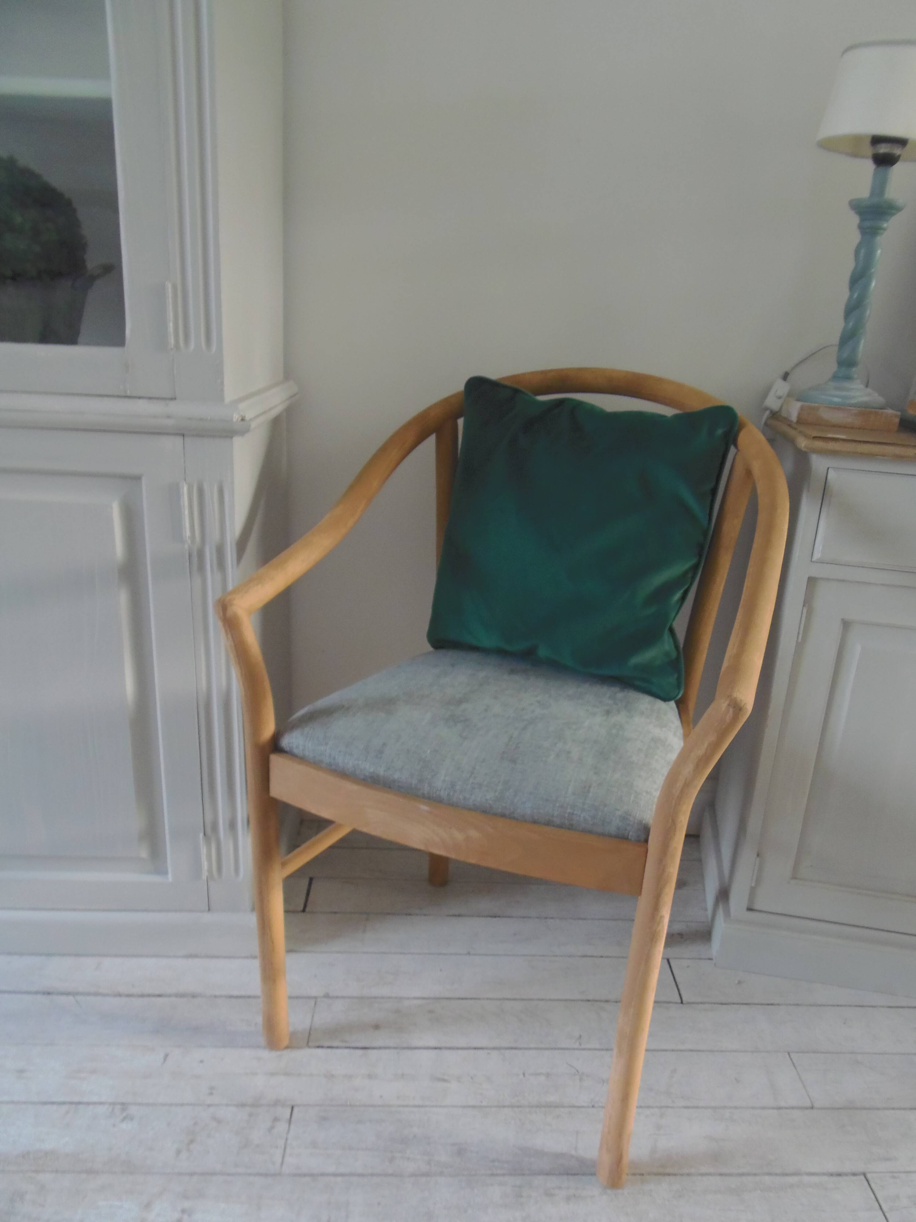 Scandinavian style armchair, beech frame, renovated seat