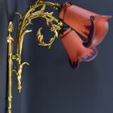 Double wall lamp in gilded bronze and glass paste