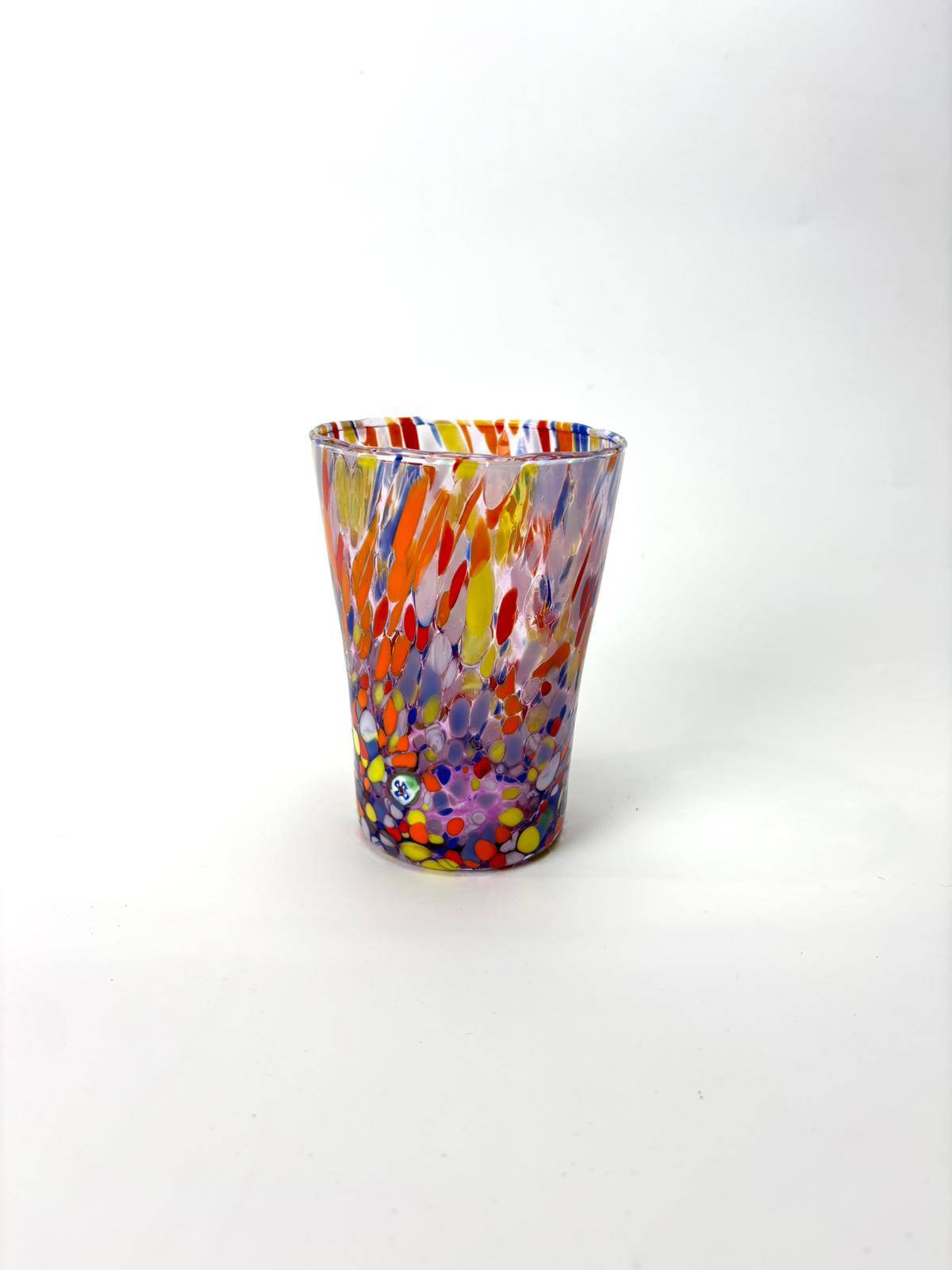 Set of 6 blown glass glasses with Murano murrine.