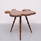 Table d'appoint en ronce organique des années 1950