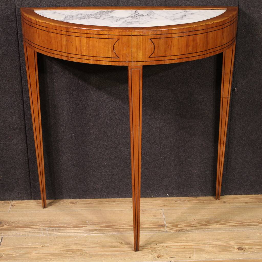 Console demi-lune de style Louis XVI italien du XXe siècle