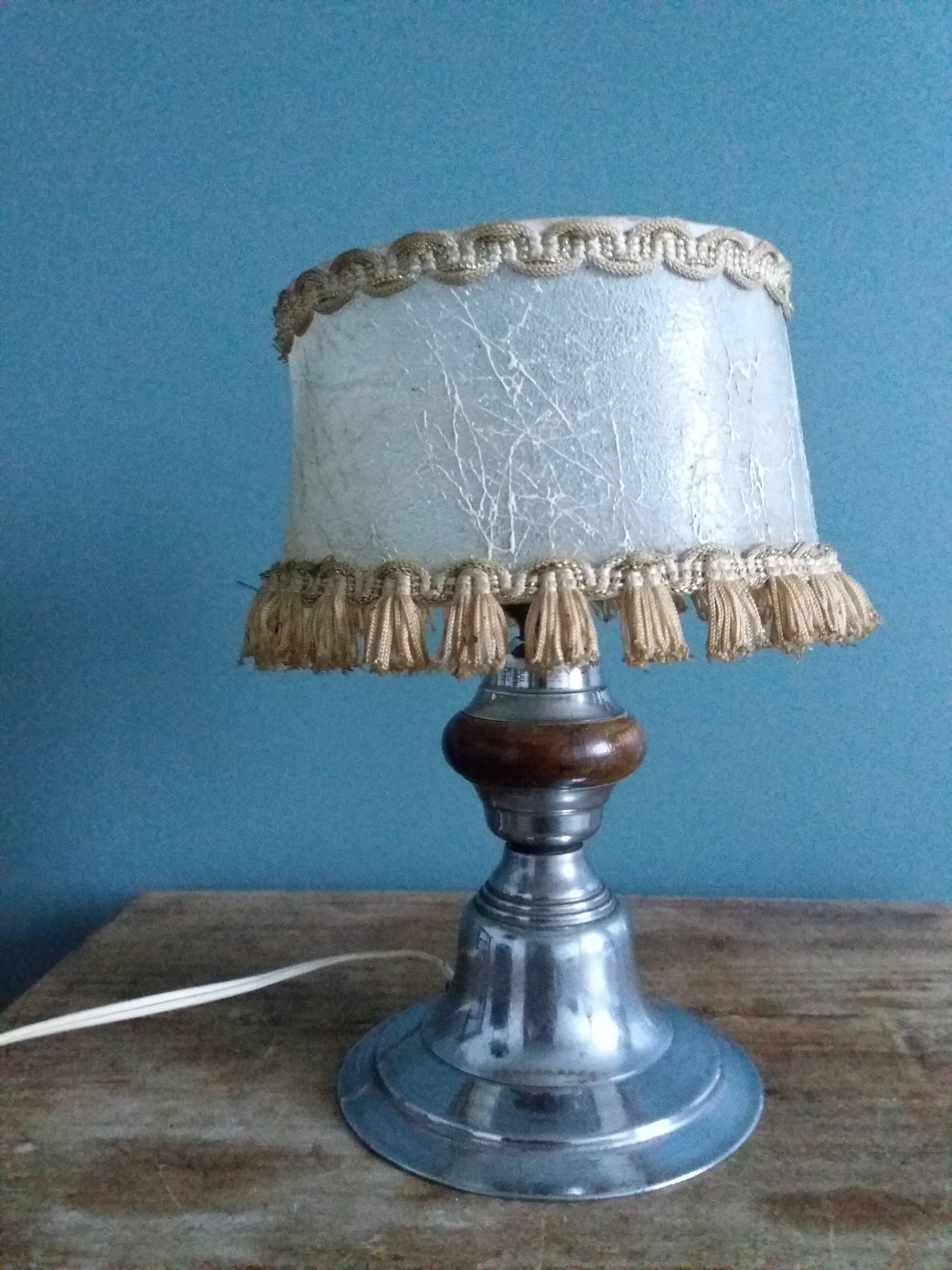 Metal and wood bedside lamp