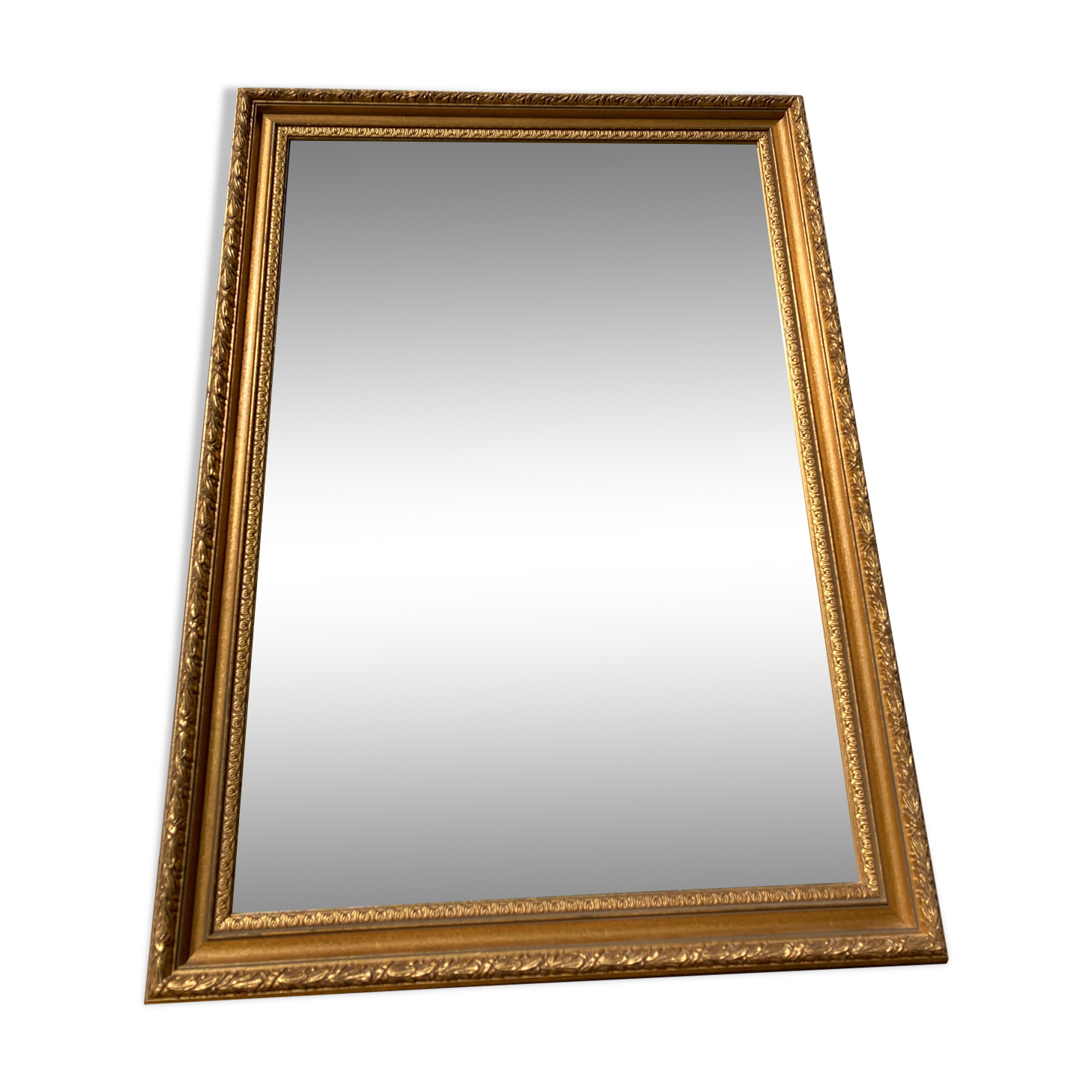 Antique mirror in rectangular beveled gilded wood in Louis XVI style