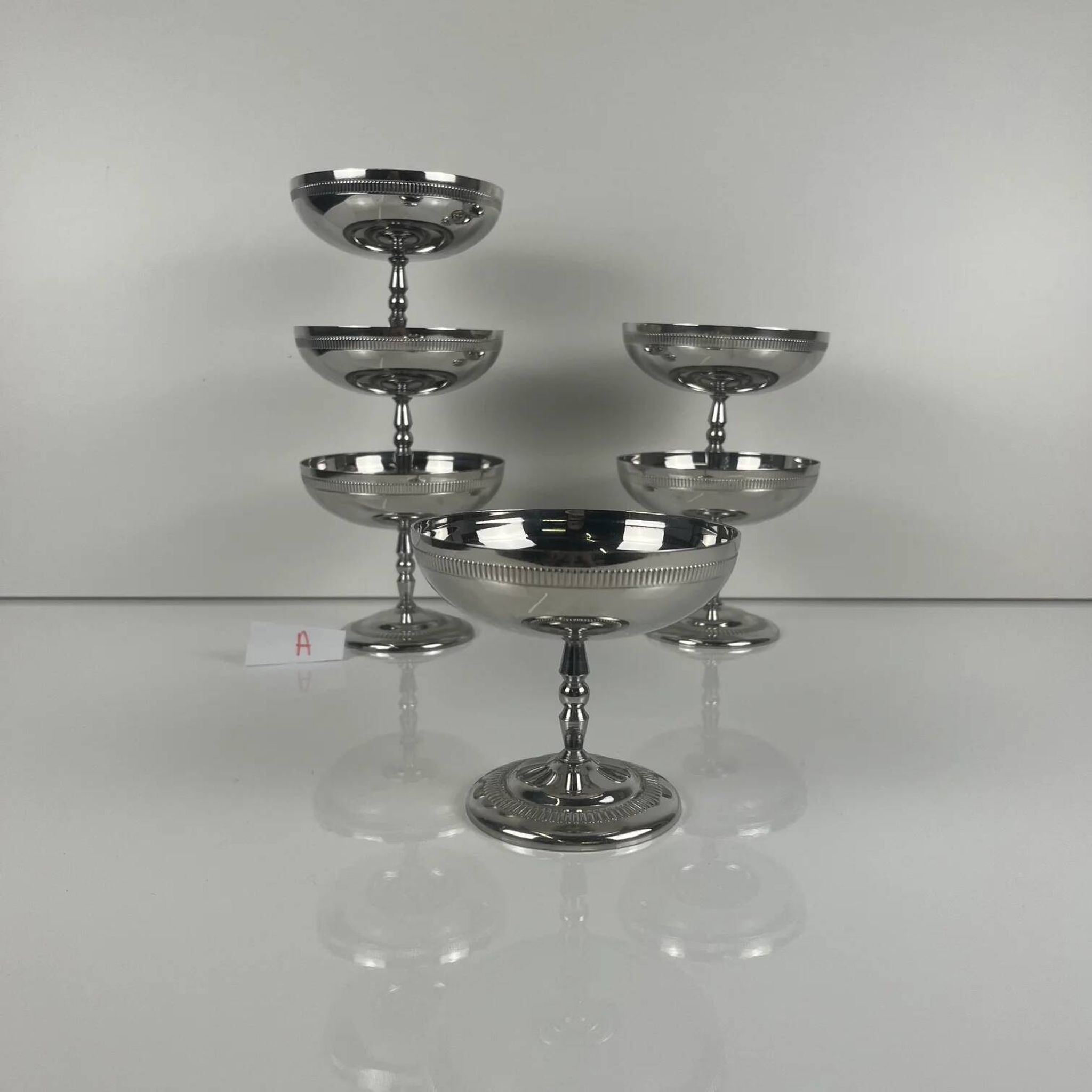 Set of 6 metal ice cream bowls, 1970 - Model A