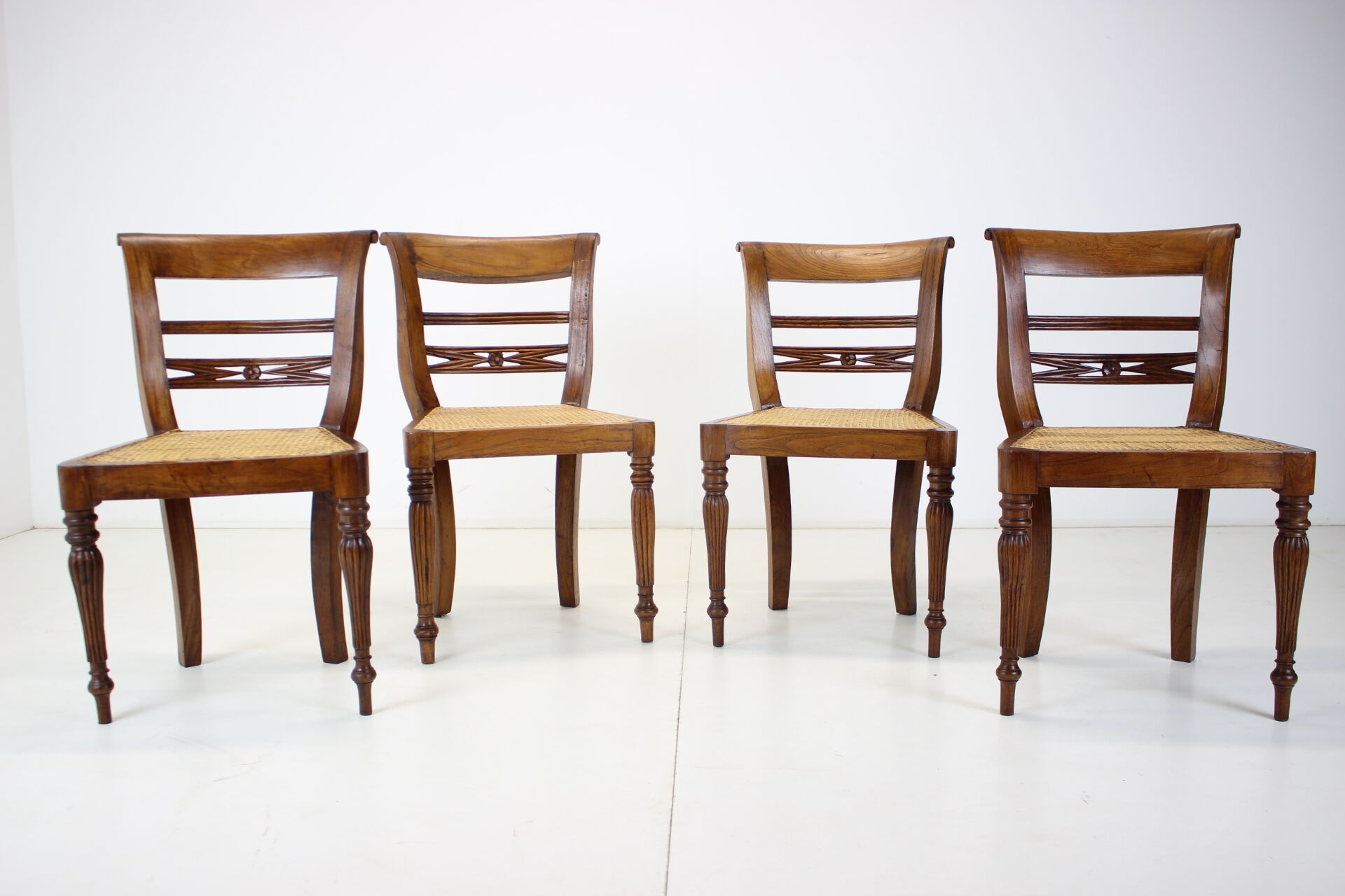 Set of Four Dining Chairs, made of solid Wood, 1950s,Czechoslovakia