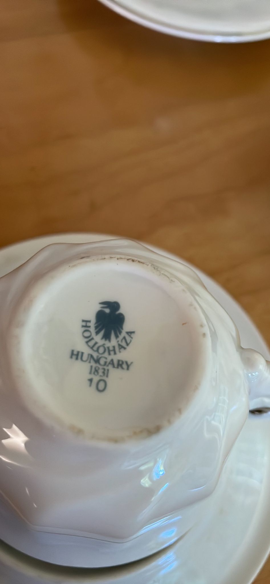 Vintage white porcelain coffee service from hollóháza hungary