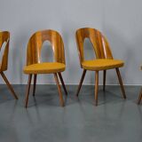 1960s Antonin Suman set of four dining chairs in walnut finish, Czechoslovakia