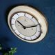 Formica vintage clock round silent wall clock "SMI golden maple"