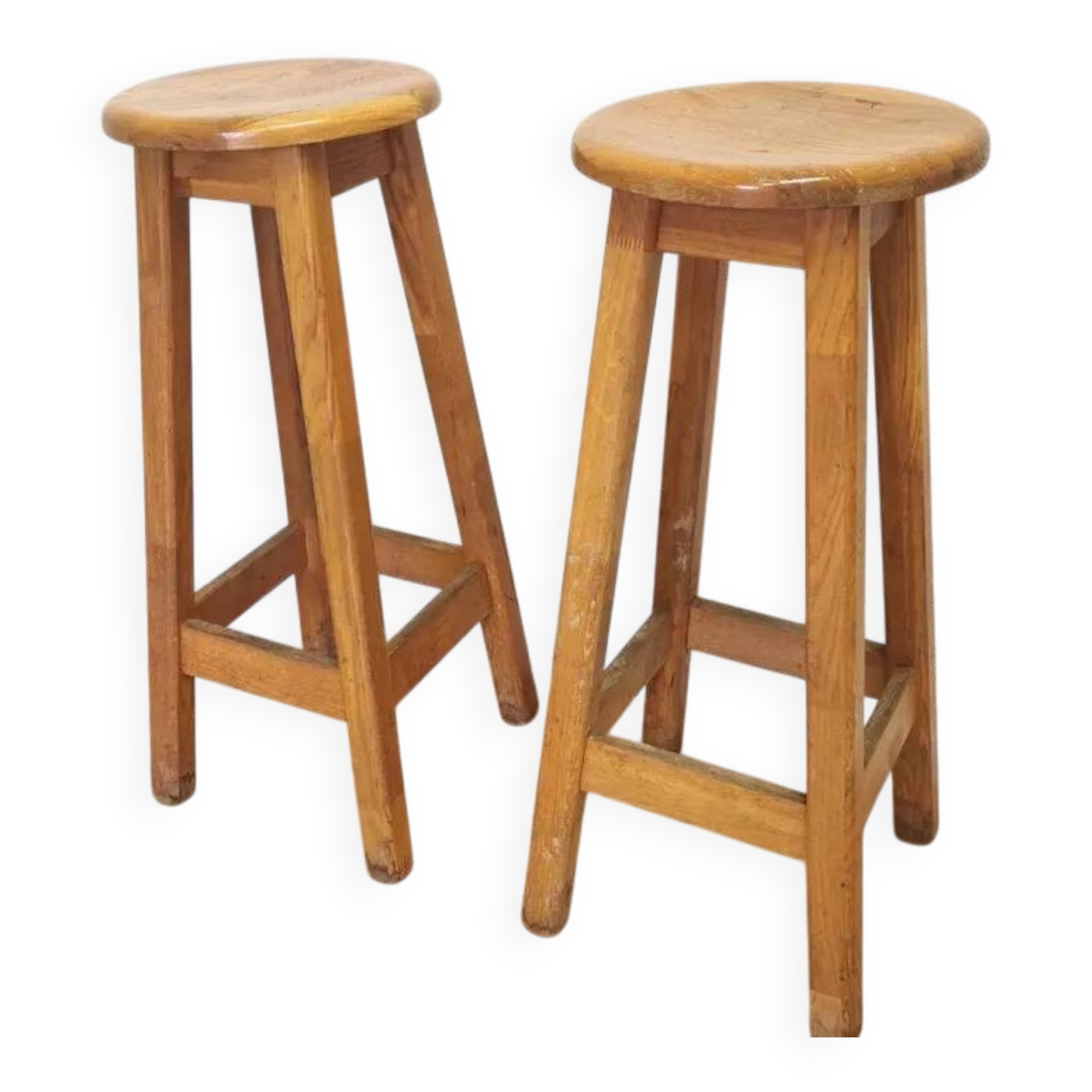 Tabouret de bar vintage en chêne (1 sur 2) : chaise haute industrielle yougoslave des années 1980