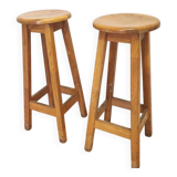 Tabouret de bar vintage en chêne (1 sur 2) : chaise haute industrielle yougoslave des années 1980