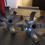 Pair of brushed steel wall lights - Jocelyne Trocmé - 1970s