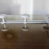 White lacquered metal wall coat rack with 3 hooks, 1980