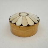 Vintage pillbox, brass and bone box - 1970s