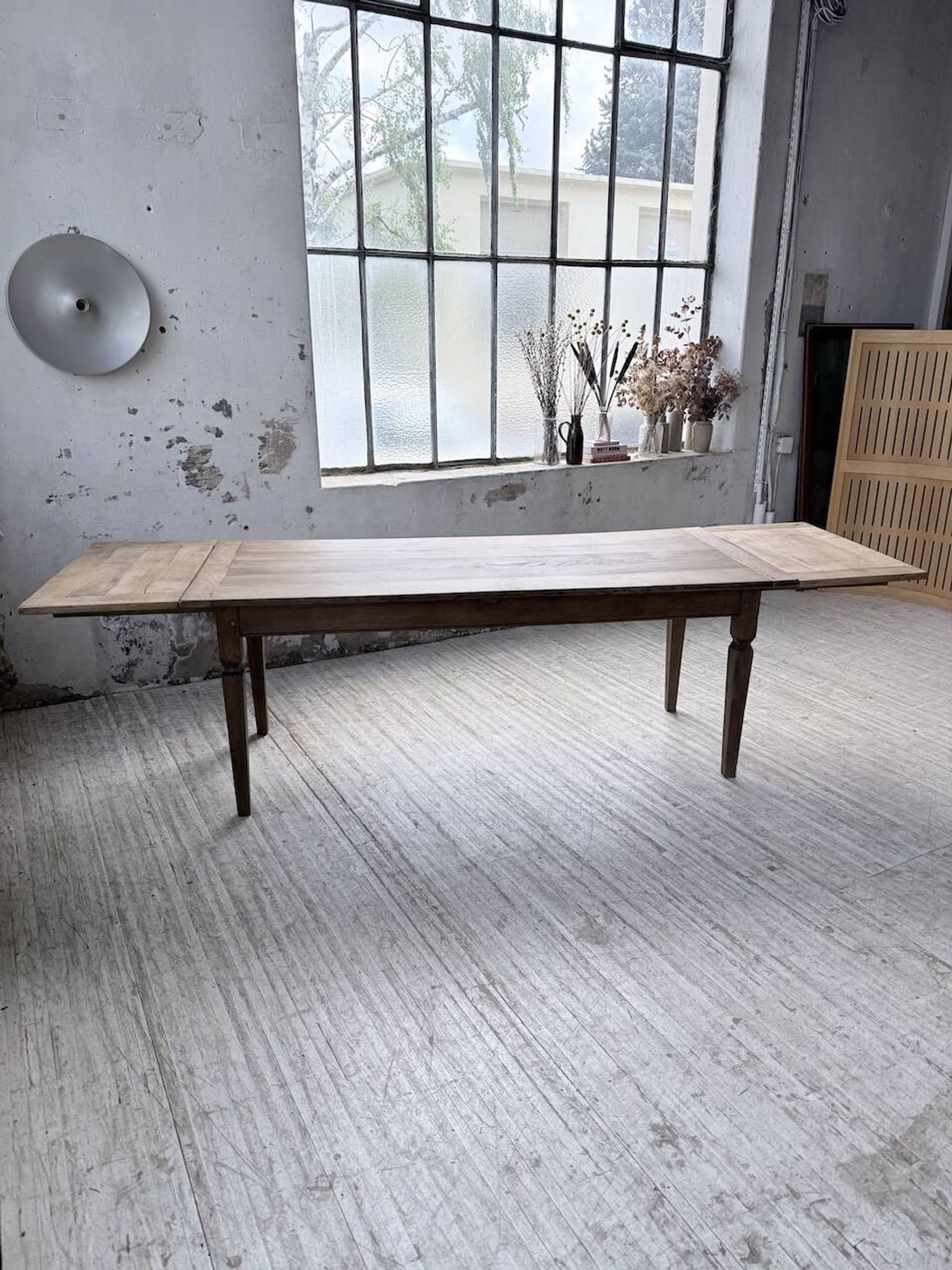 Solid oak farmhouse table with extensions (190-280cm) 1950