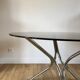 Dining / living table in chrome and smoked glass design 70s