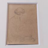 Drawing Bilbao 1920 monogrammed R.A Maternity