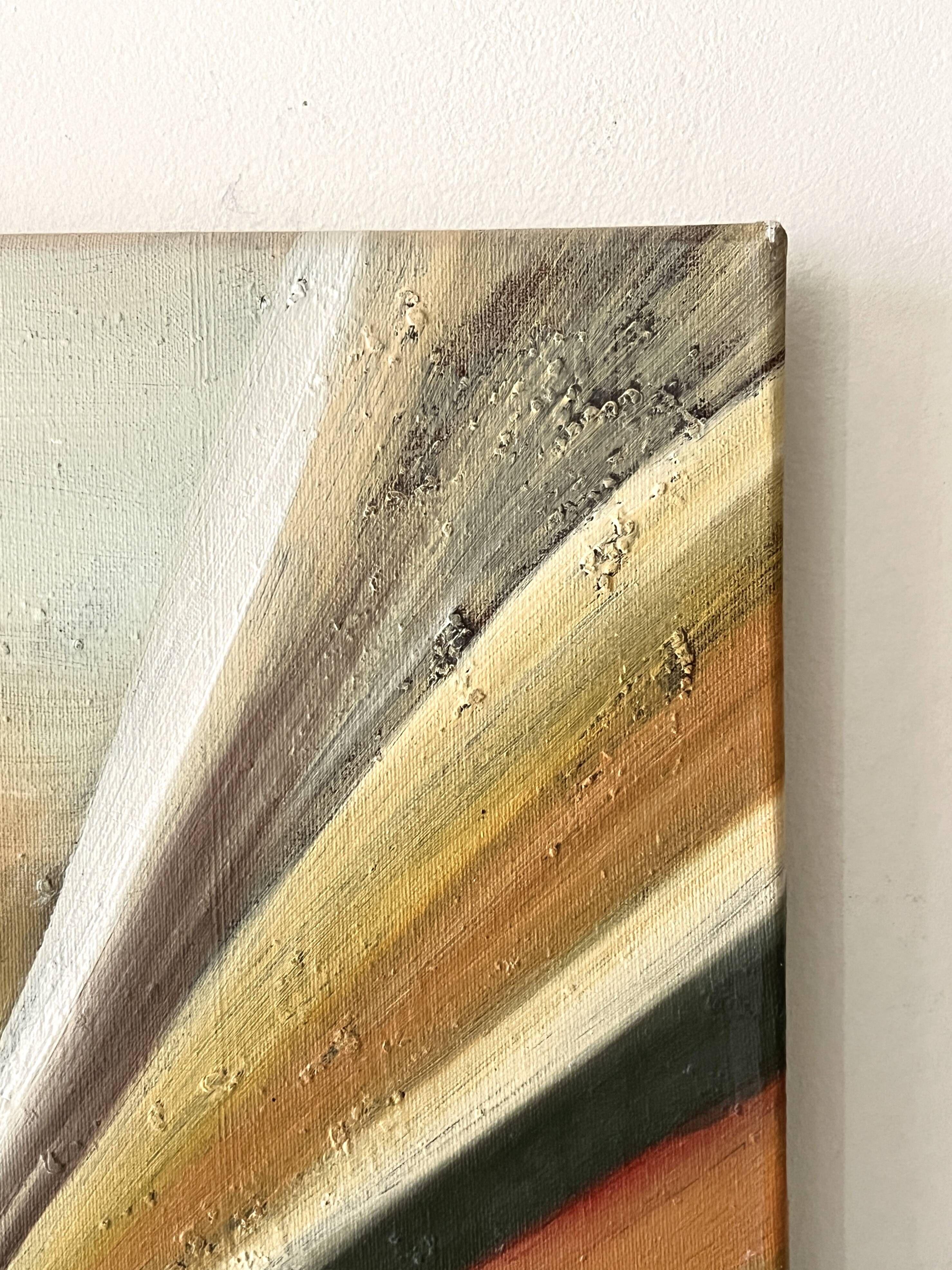 Large abstract modernist painting & original oil signed on canvas