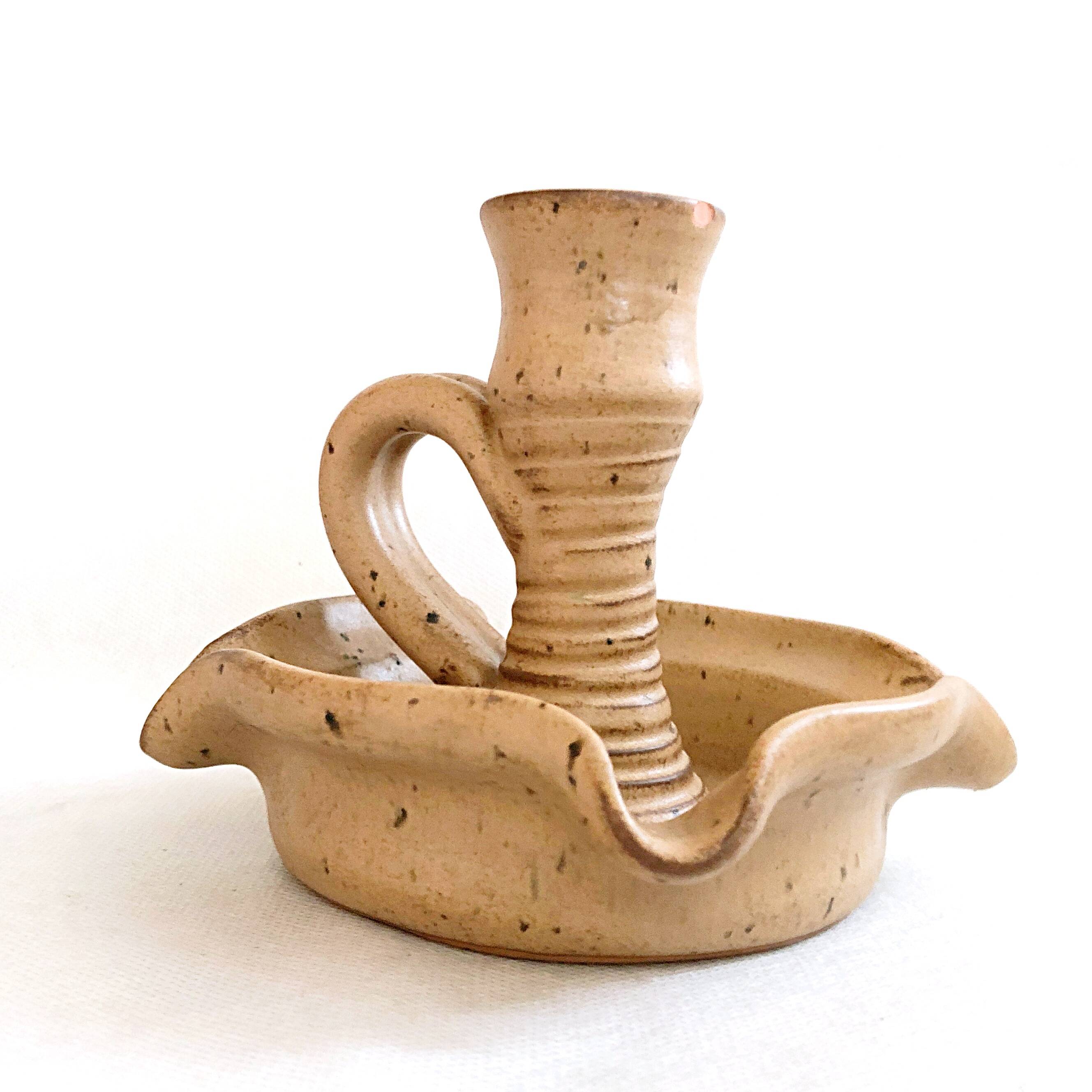 Large handmade Vallauris France ceramic ashtray candle holder