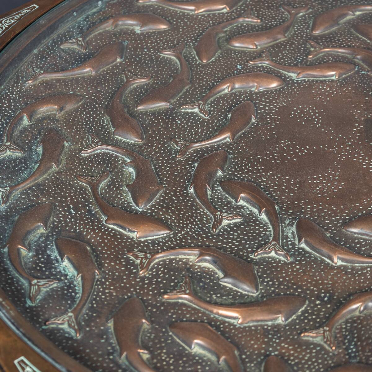Vintage 20thc spanish embossed copper table by malart c.1930