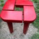 Tabouret de sauna laqué rouge par Olof Ottelin Finlande 1960