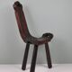 Spanish birth stool in carved wood – mid-century, brutalist spirit