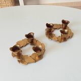 Vintage solid brass gold candle holder